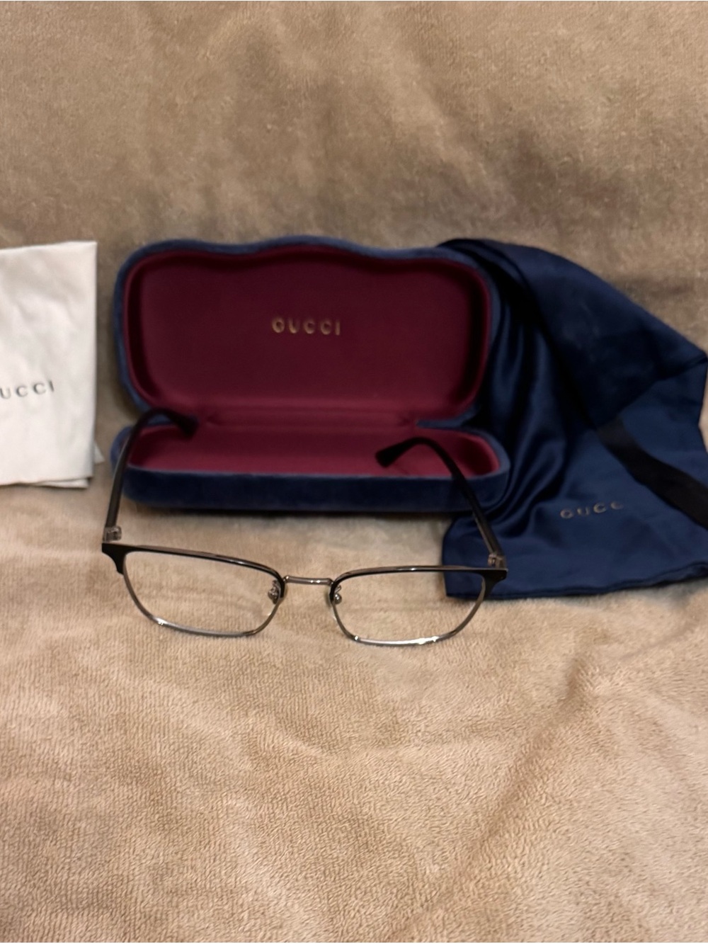 Gucci Metal Rim Eyeglasses in Black and Silver